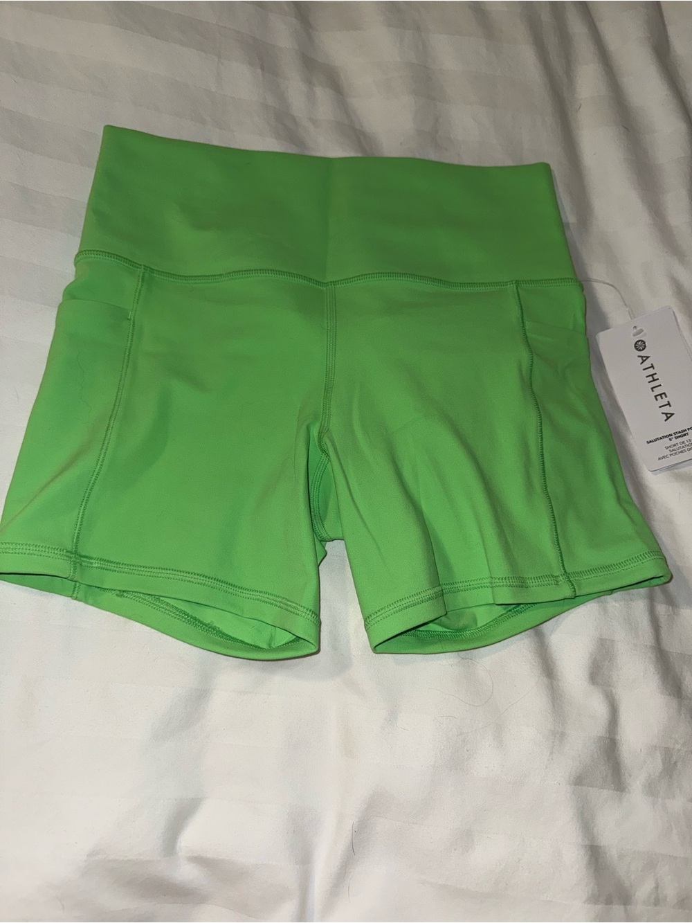 Athleta Women's High-Rise Neon Green Workout Shorts